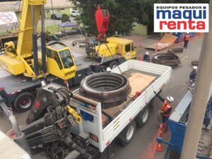 ¿Cómo elegir la grúa o el camión grúa ideal para mi obra ? Grua Cargando Camion Grua para Siemens en Parada de Planta ENEL