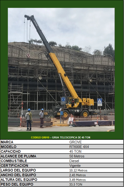 CODIGO GR010 – GRUA TELESCOPICA DE 45 TON - COTX046