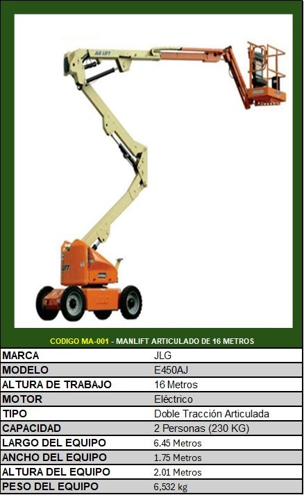 Alquiler de Manlift y Tijeras MA-001