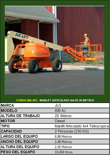 Alquiler de Manlift y Tijeras MA-003